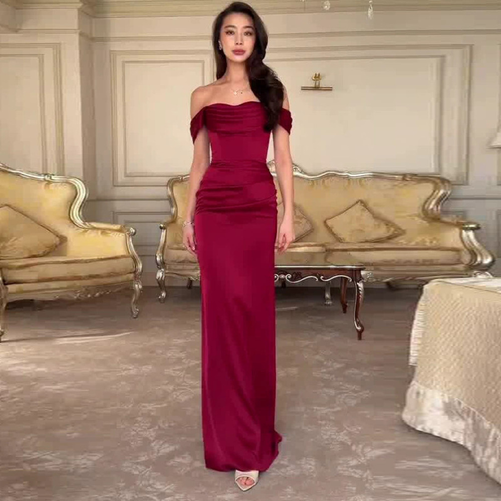 Forever 21 Red Off-Shoulder Bodycon Maxi Dress